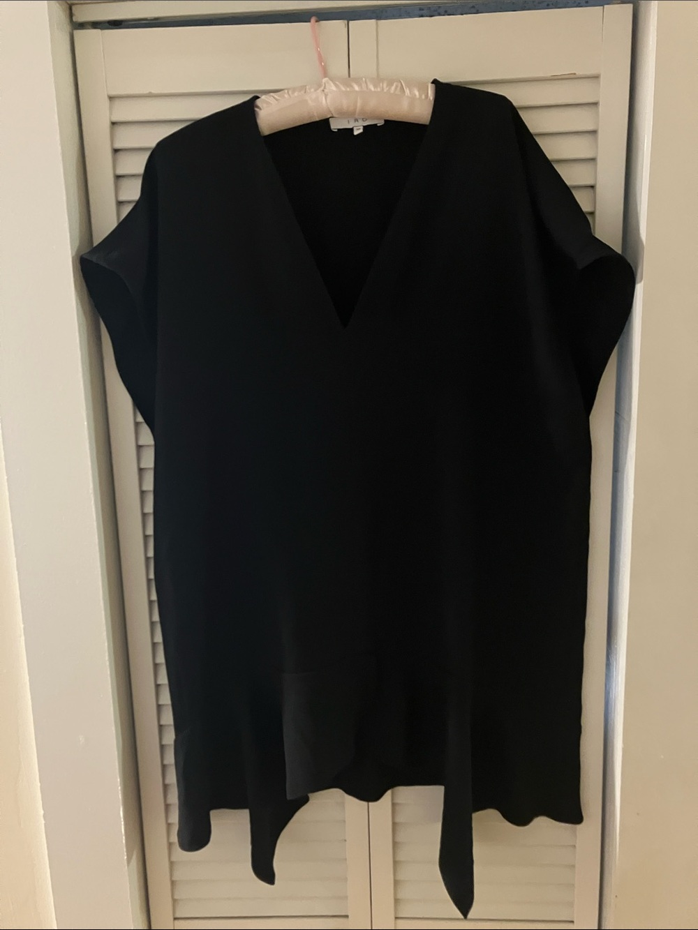 IRO Black Gameen Drop Waist V-neck Dress Size 38 or Medium - Picture 3 of 10